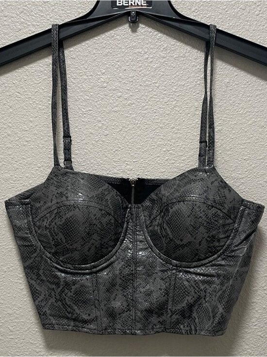 Tops - Gray Reptile Pattern Bustier